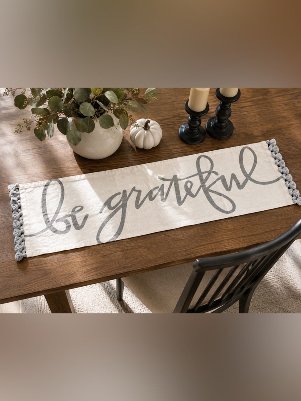 Be Grateful Thanksgiving Fall Table Runner
